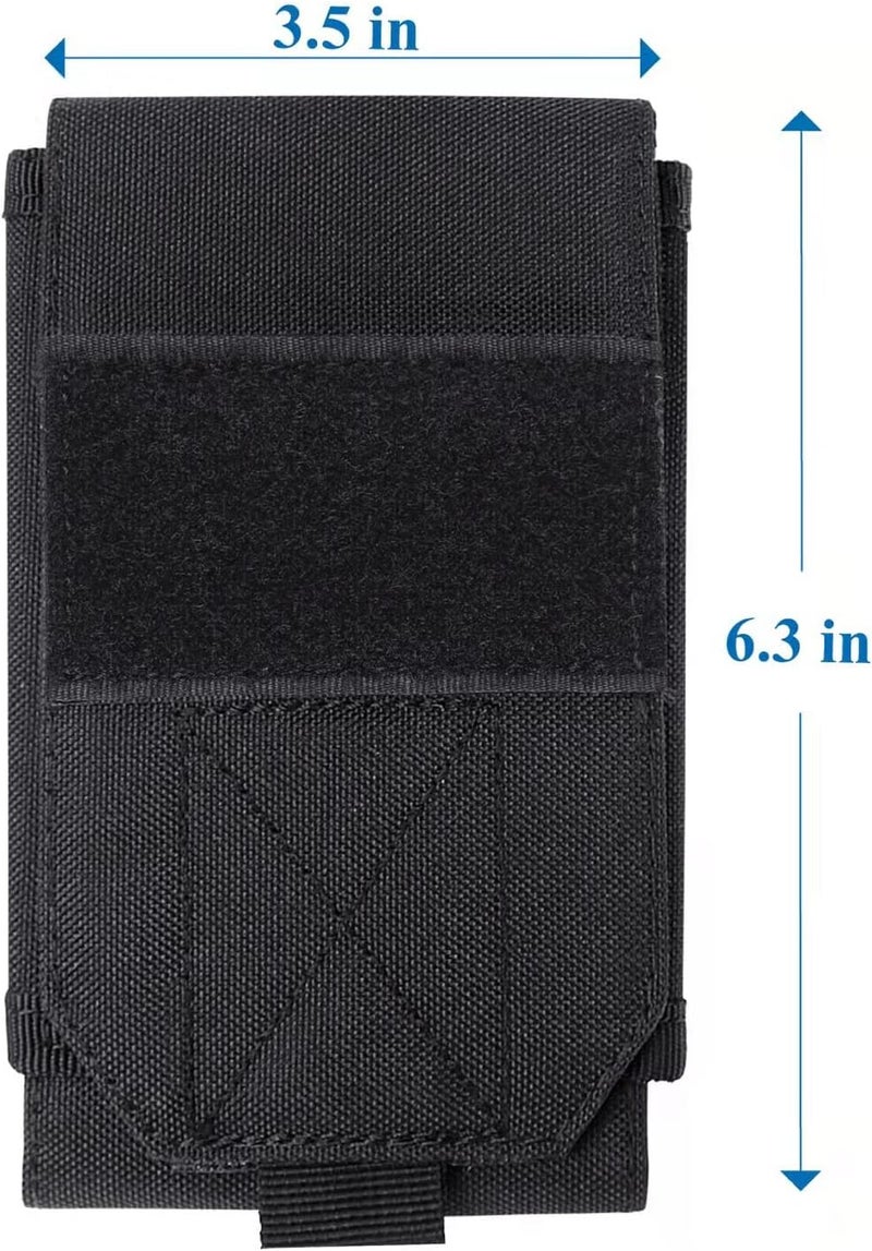 Heyqie Black Tactical Molle Cellphone Pouch Case,Heavy Duty Waterproof Phone Holster Bag for iPhone 11 12 13 Pro Max for Samsung S22 S21 S20 FE Note 20 A02S Less 6.7" Phone with 2 Pack US Flag Patch - Image 4